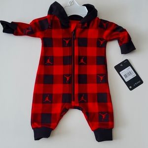 Red and black Jordan jumper, size newborn